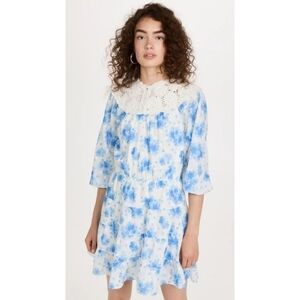 Rixo Tatiana Dress in Blue Victoria Floral NWT